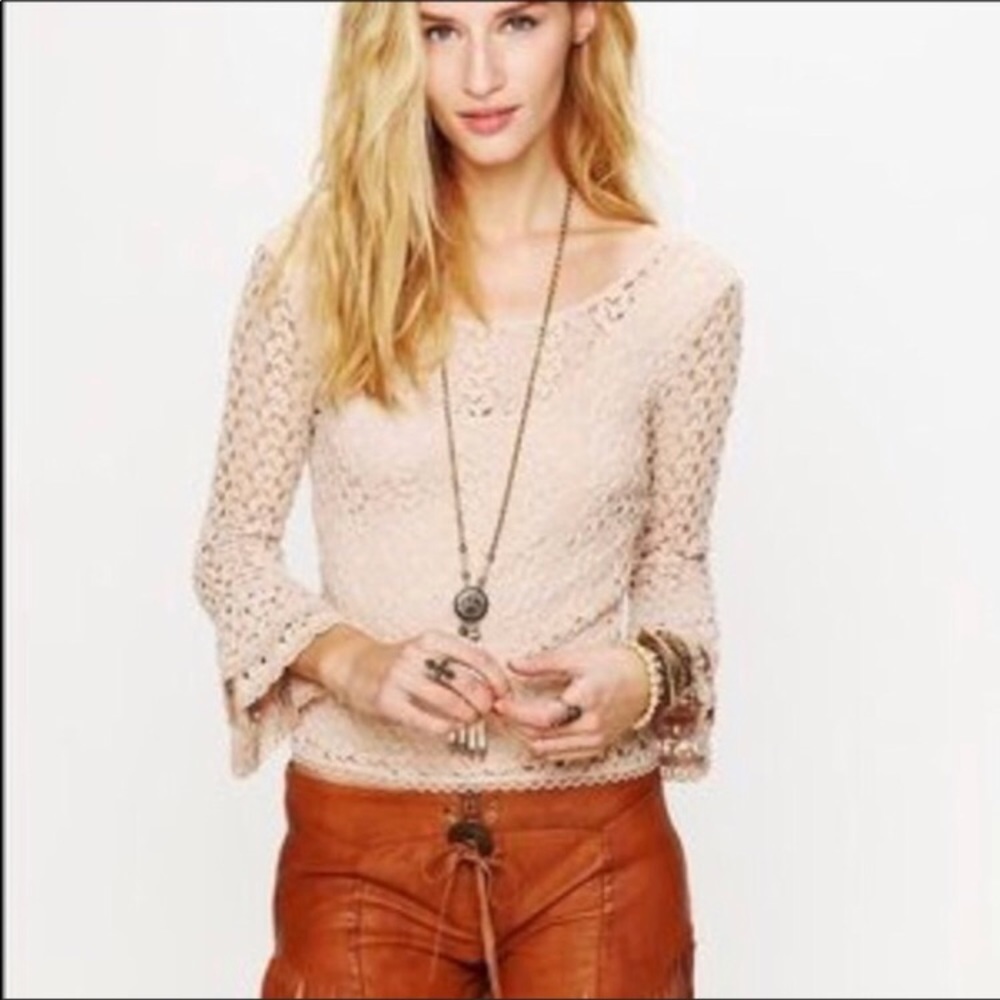 Free People Bell Sleeve Knit Top Black